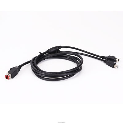 5A ナイロン 24V 電源USBケーブル USB-B 男性とプリント用のホシデンプラグ