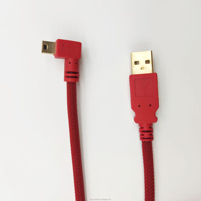 赤 カスタマイズされたUSB2.0USB A 男性から右角 ミニUSBケーブル 急速充電