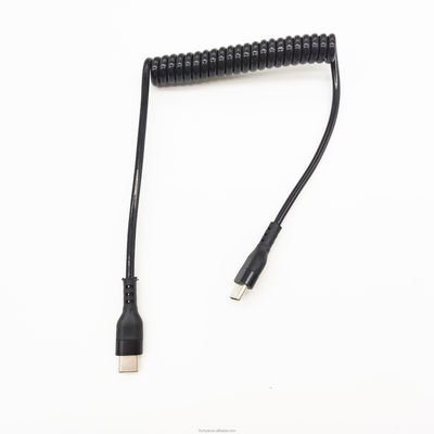 スプリングカイルドUSB CケーブルUSB A 男性からCタイプ男性ケーブル 急速充電データコイル 引き取り可能なケーブル